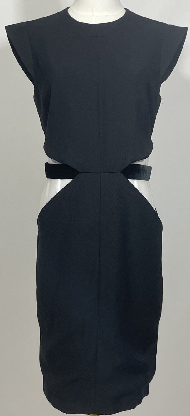 Authenticated Vintage 2011 Givenchy Illusion Cut Out Dress Size 40 Black White